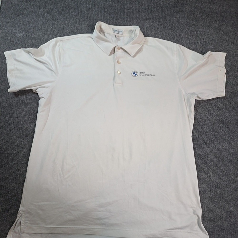 Peter Millar Polo Shirt Mens XL White Summer Comfort BMW Championship Golf Logo